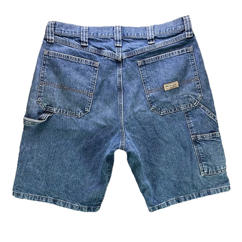 Vintage Wrangler Jorts 34 Blue Baggy Carpenter Y2K Jean Shorts Grunge
